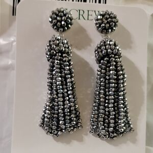 J.Crew Edwins Silver Mirror Tassel Earrings
